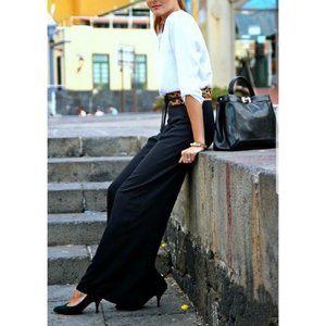 Black Palazzo pants high rise size 12 Max Studio